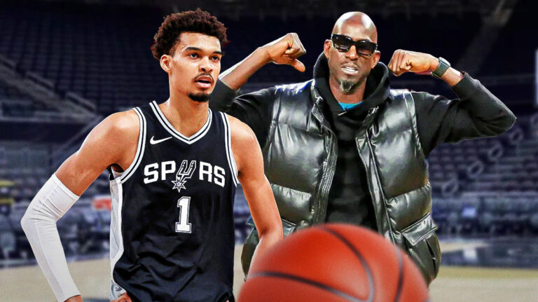 Kevin Garnett goes to NSFV forage to tighten Victor Vebanjama from Spurs