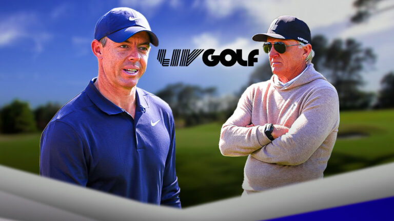 Rory McIlroy sneaks a shot at Greg Norman on the way out of LIV Golf