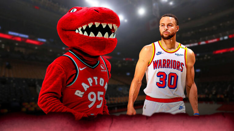 The Raptors make a kid awkwardly take off Stephen Curry’s Warriors jersey for a contest