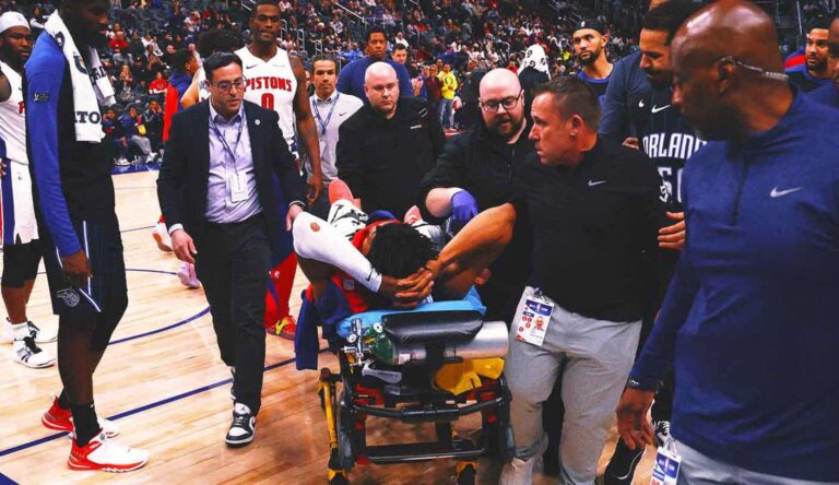 Pistons guard Jaden Ivey sat out the stretch with a serious leg injury against the Magic