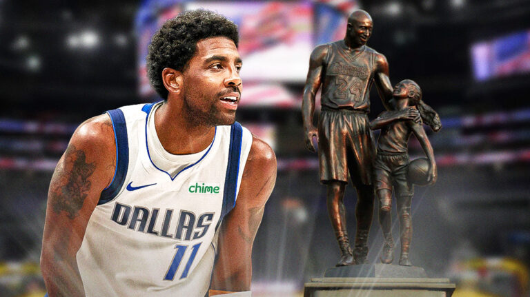 Emotional Response Kirie Irving to see Kobe, Gianna Briant Statue