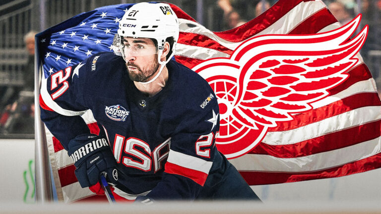 Red Fan Wings with 3-Ward Dylan Larkin Post During US Canada