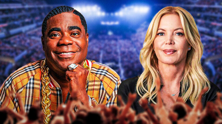 Tracy Morgan is confused by Jeanie Bussa for Laker Girl in a hilarious interaction