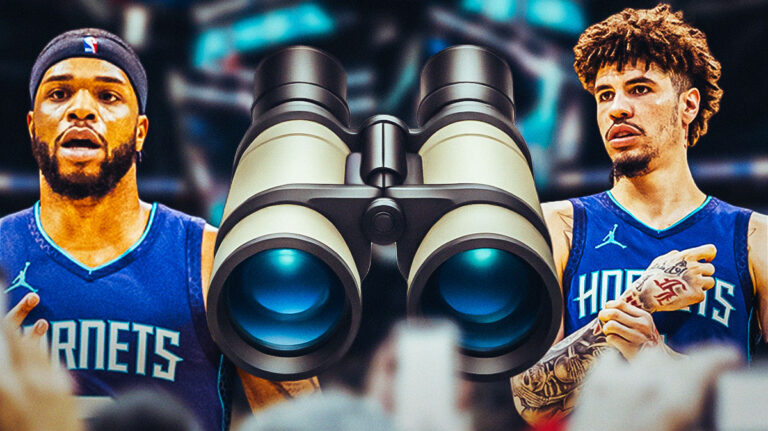 Lamelo ball, mi bridges at the clock store while struggling from the horn side continue